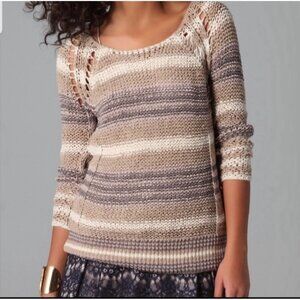 Free People Desert Moon Open Knit Sweater Womens Black Beige Tan Blue